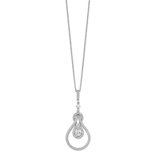 Sterling Silver 109 Stone CZ Polished Necklace 20"