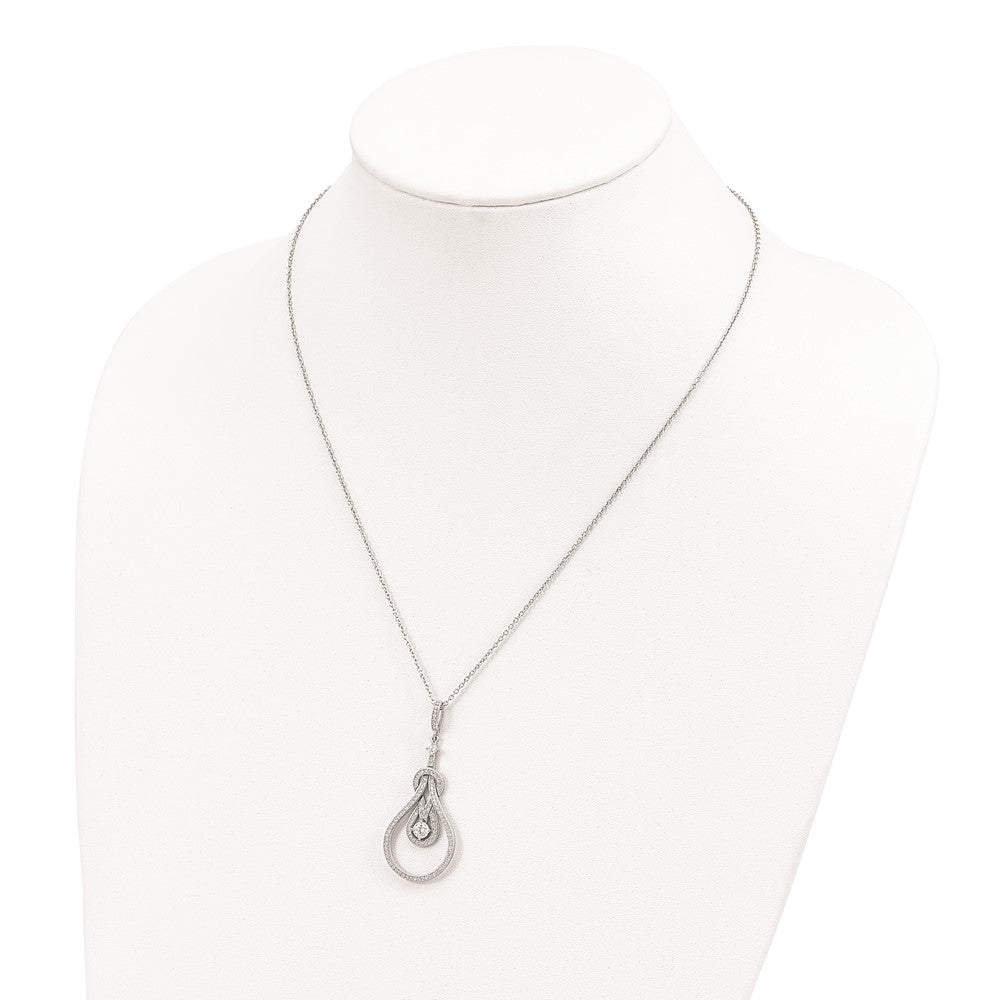 Sterling Silver 109 Stone CZ Polished Necklace 20"