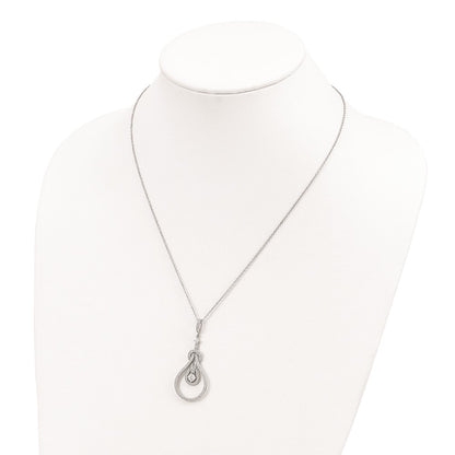 Sterling Silver 109 Stone CZ Polished Necklace 20"