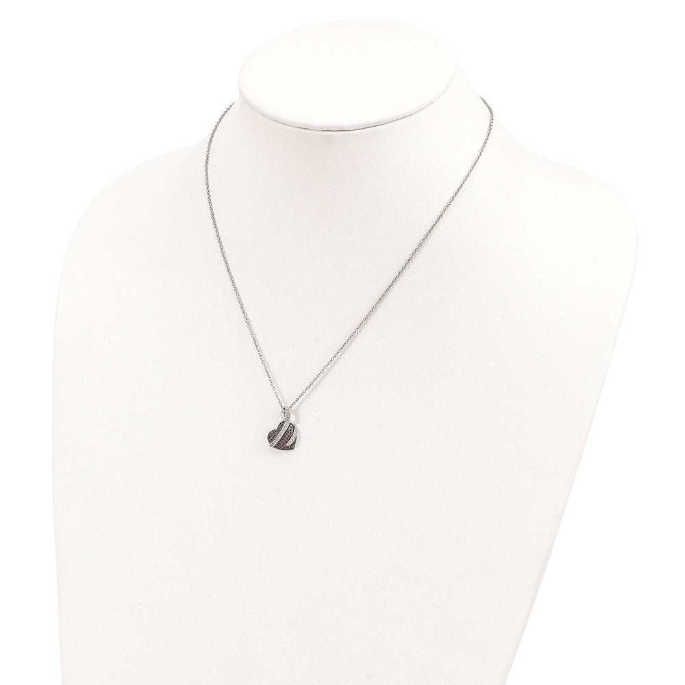 Sterling Silver 68 Stone Pink and White CZ Heart Necklace 18"