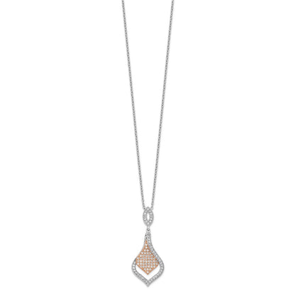 Sterling Silver Rose Gold-plated 105 Stone Micro CZ Necklace 20"