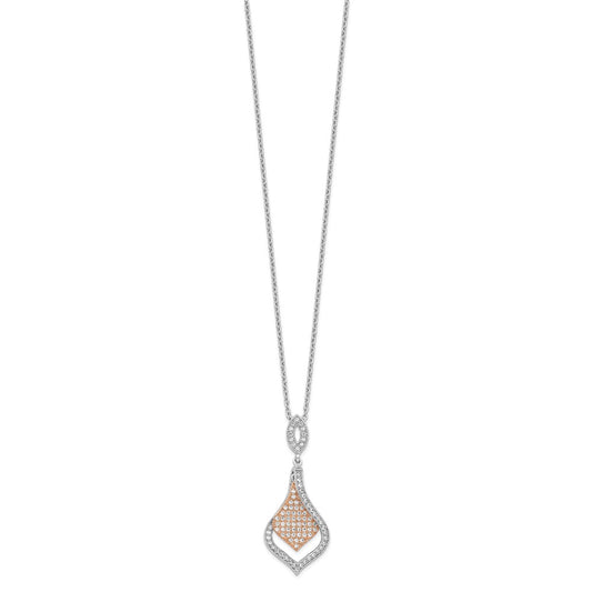 Sterling Silver Rose Gold-plated 105 Stone Micro CZ Necklace 20"