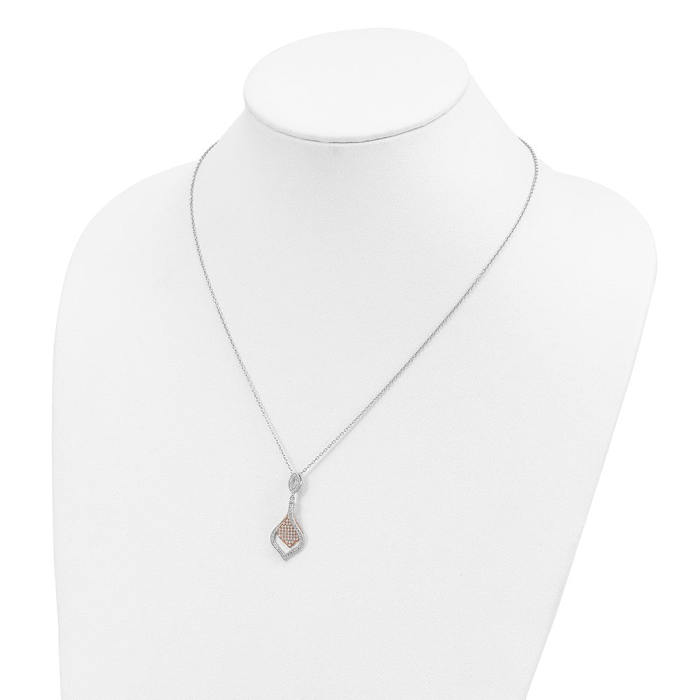 Sterling Silver Rose Gold-plated 105 Stone Micro CZ Necklace 20"