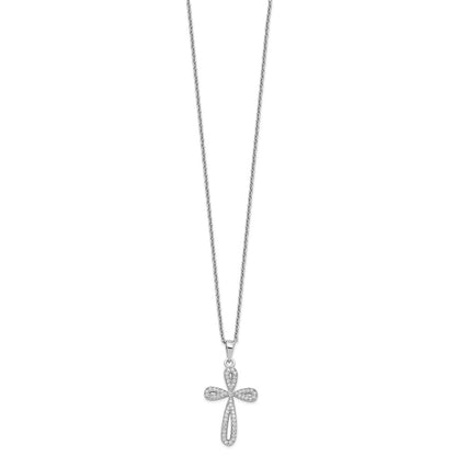 Sterling Silver 55 Stone Cubic Zirconia Cross Necklace 18"