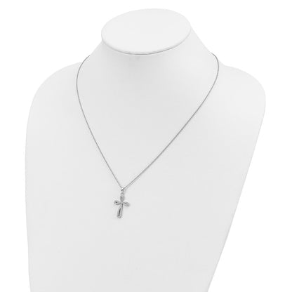 Sterling Silver 55 Stone Cubic Zirconia Cross Necklace 18"