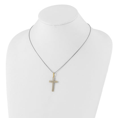 Sterling Silver Gold-tone & Cubic Zirconia Cross 20"