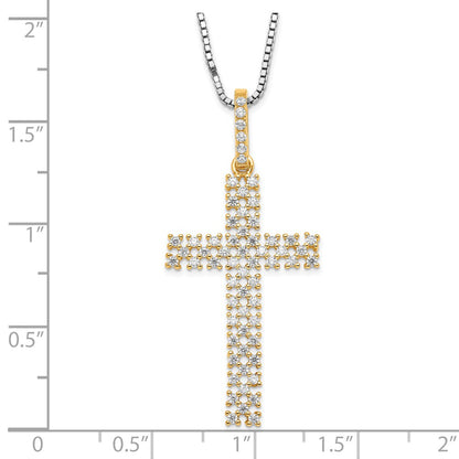 Sterling Silver Gold-tone & Cubic Zirconia Cross 20"
