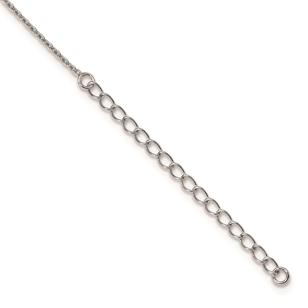Sterling Silver 69 Stone CZ Polished Key Necklace 18"