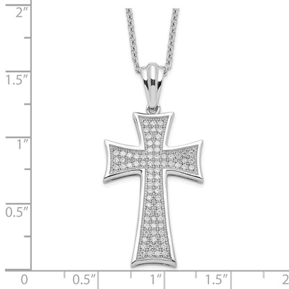 Sterling Silver 74 Stone Cubic Zirconia Polished Cross Necklace 18"