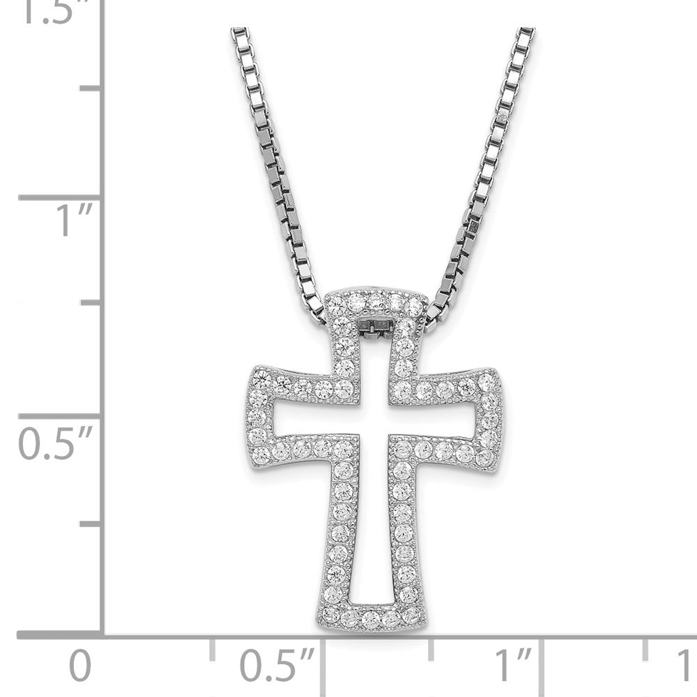 Sterling Silver Rhod-Plated Cubic Zirconia Cross 20"