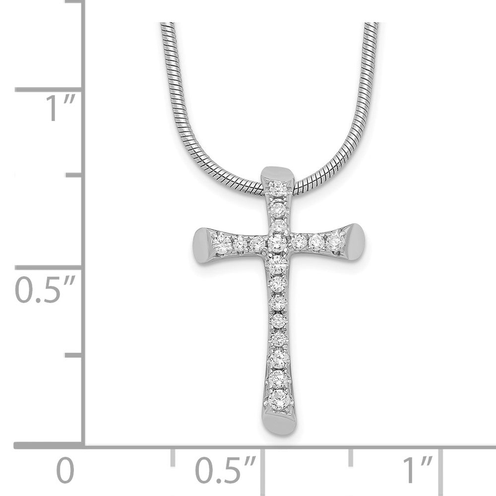 Sterling Silver 18 Stone Cubic Zirconia Cross Necklace 18"