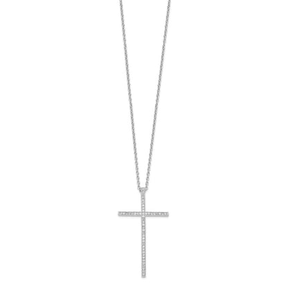 Sterling Silver Cubic Zirconia Cross Necklace 18"