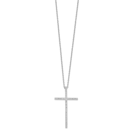 Sterling Silver Cubic Zirconia Cross Necklace 18"