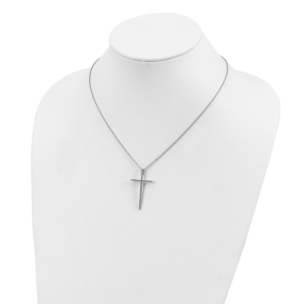 Sterling Silver Cubic Zirconia Cross Necklace 18"