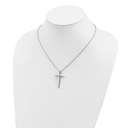 Sterling Silver Cubic Zirconia Cross Necklace 18"