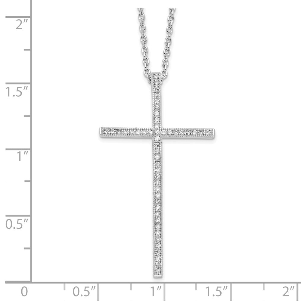 Sterling Silver Cubic Zirconia Cross Necklace 18"