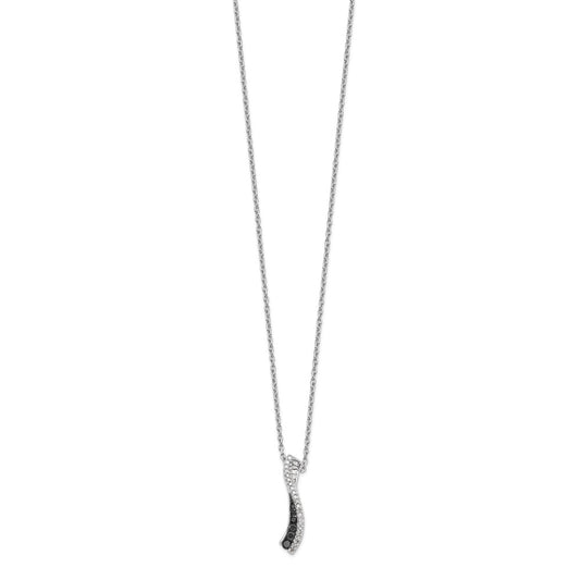 Sterling Silver Rhodium-plated Black and White Diamond Necklace 18 + 2"