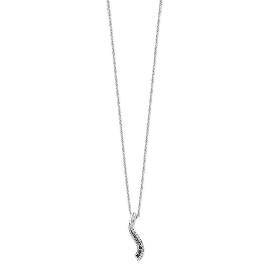 925 Sterling Silver Rhodium-plated Black and White Diamond Necklace 18