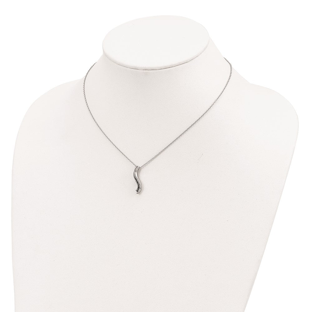 925 Sterling Silver Rhodium-plated Black and White Diamond Necklace 18