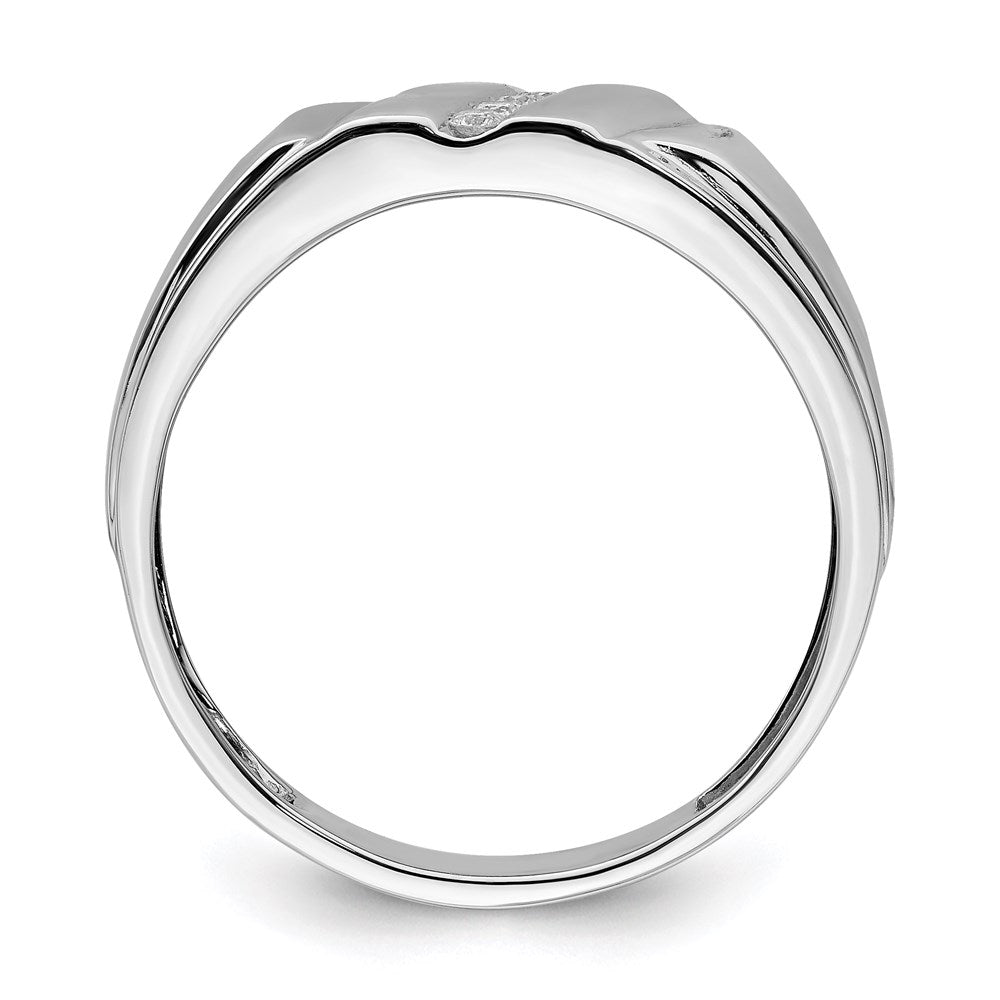 Sterling Silver Rhodium Plated Diamond Men's Wedding Ring