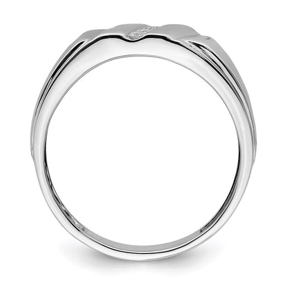 Sterling Silver Rhodium Plated Diamond Men's Wedding Ring