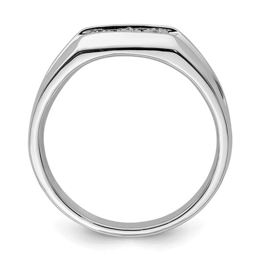 Sterling Silver Rhodium Plated Diamond Mens Engagement Ring