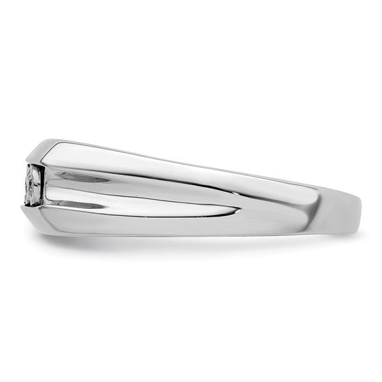 Sterling Silver Rhodium Plated Diamond Mens Engagement Ring