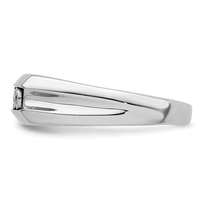 Sterling Silver Rhodium Plated Diamond Mens Engagement Ring