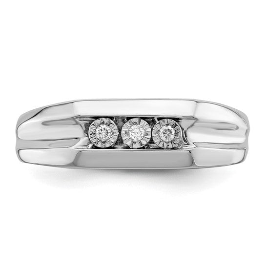 Sterling Silver Rhodium Plated Diamond Mens Engagement Ring