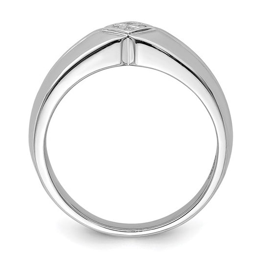 Sterling Silver Rhodium Plated Diamond Mens Engagement Ring