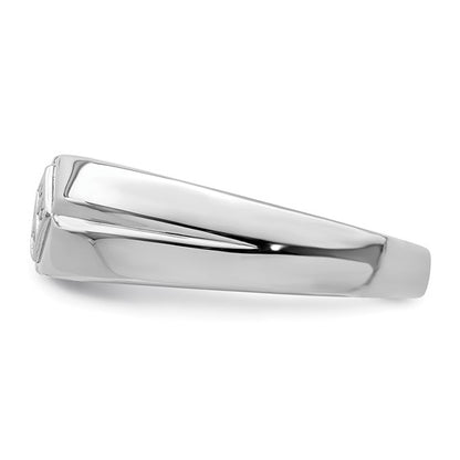 Sterling Silver Rhodium Plated Diamond Mens Engagement Ring