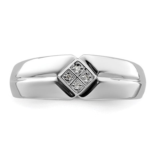 Sterling Silver Rhodium Plated Diamond Mens Engagement Ring