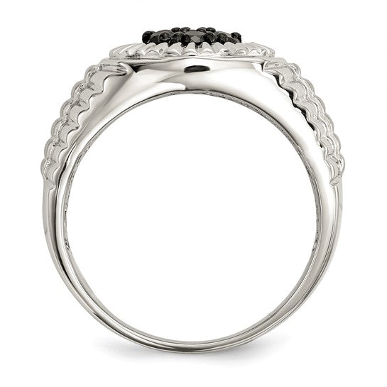 Sterling Silver 1/2 Ct Mens Black Diamond Engagement Ring