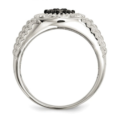 Sterling Silver 1/2 Ct Mens Black Diamond Engagement Ring