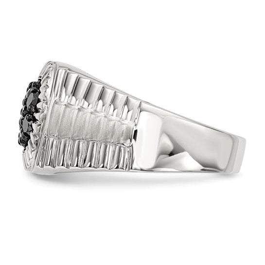 Sterling Silver 1/2 Ct Mens Black Diamond Engagement Ring