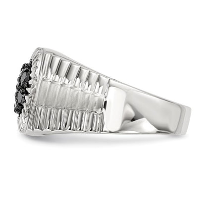 Sterling Silver 1/2 Ct Mens Black Diamond Engagement Ring
