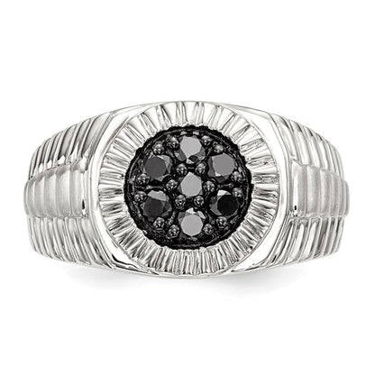 Sterling Silver 1/2 Ct Mens Black Diamond Engagement Ring