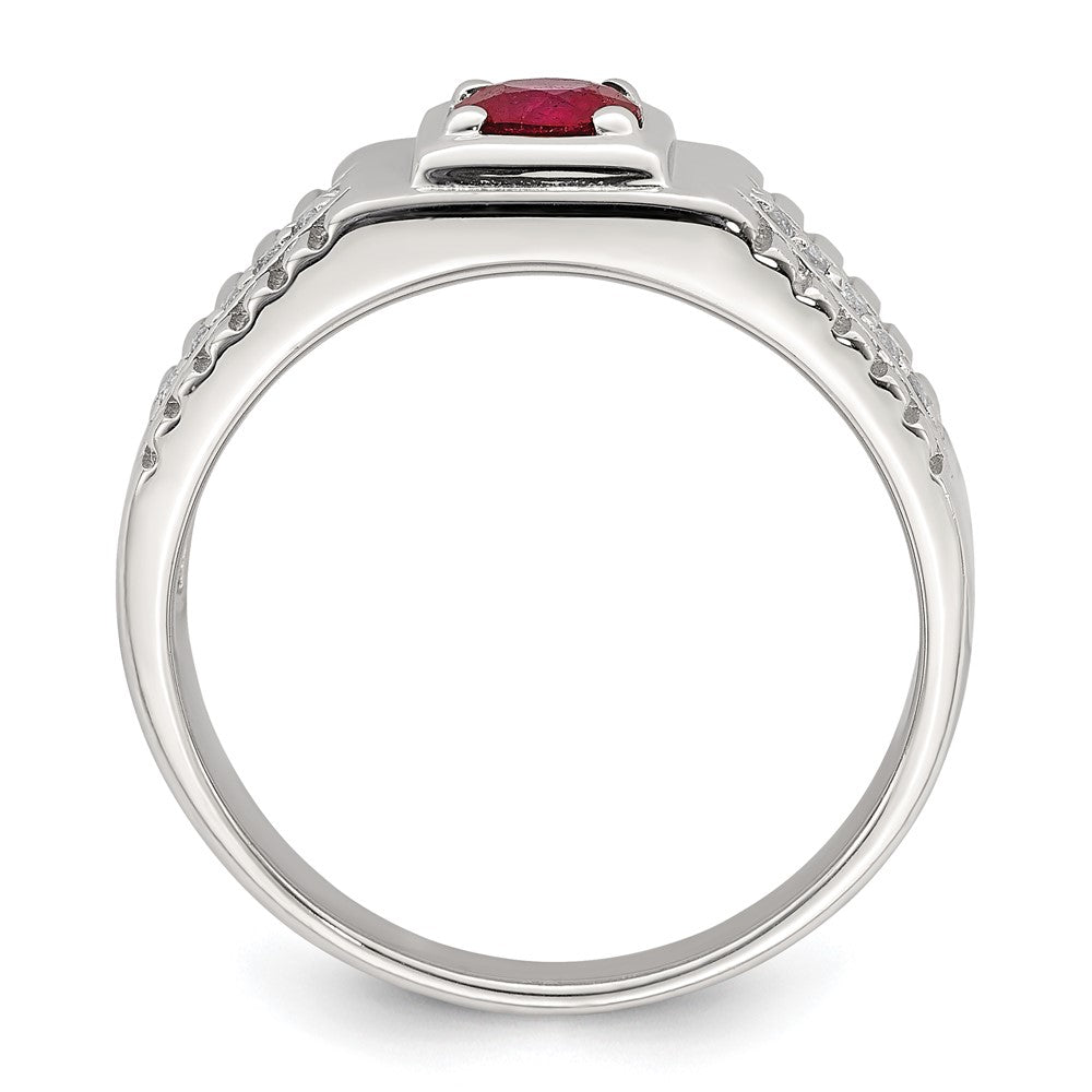 925 Sterling Silver Men's Gemstone & White Topaz Ring