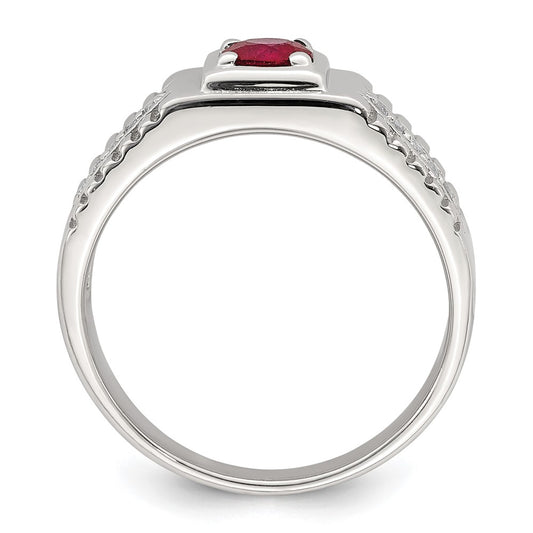 925 Sterling Silver Men's Gemstone & White Topaz Ring
