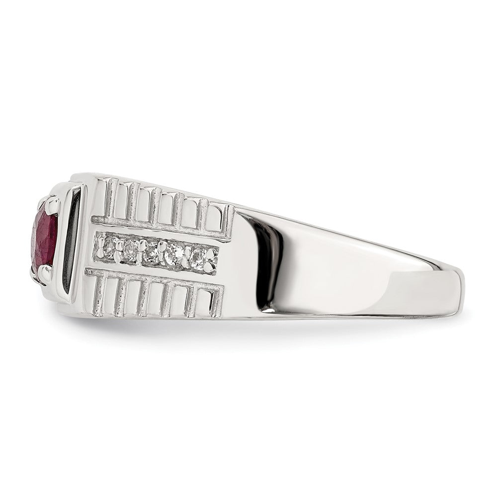 925 Sterling Silver Men's Gemstone & White Topaz Ring