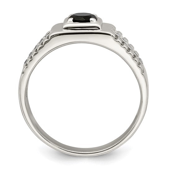 925 Sterling Silver Men's Gemstone & White Topaz Ring