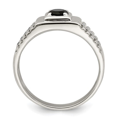 925 Sterling Silver Men's Gemstone & White Topaz Ring