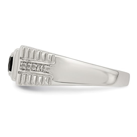 925 Sterling Silver Men's Gemstone & White Topaz Ring