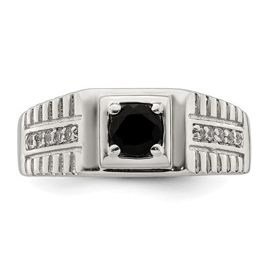925 Sterling Silver Men's Gemstone & White Topaz Ring