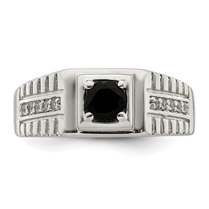 925 Sterling Silver Men's Gemstone & White Topaz Ring