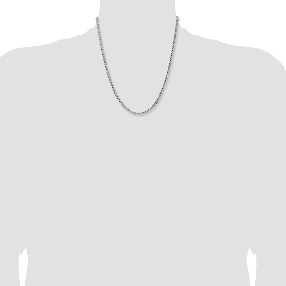 Sterling Silver 4mm Domed Side D/C Curb Chain Necklace