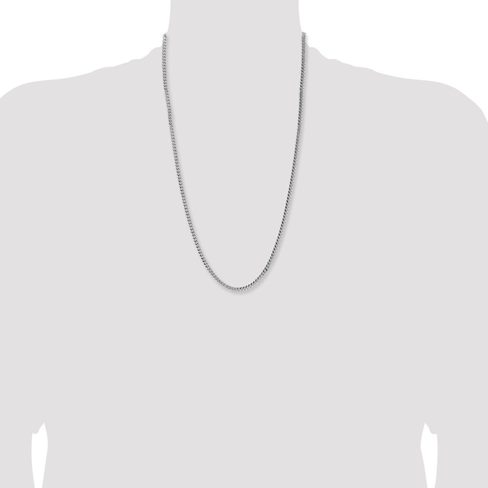 Sterling Silver 4mm Domed Side D/C Curb Chain Necklace