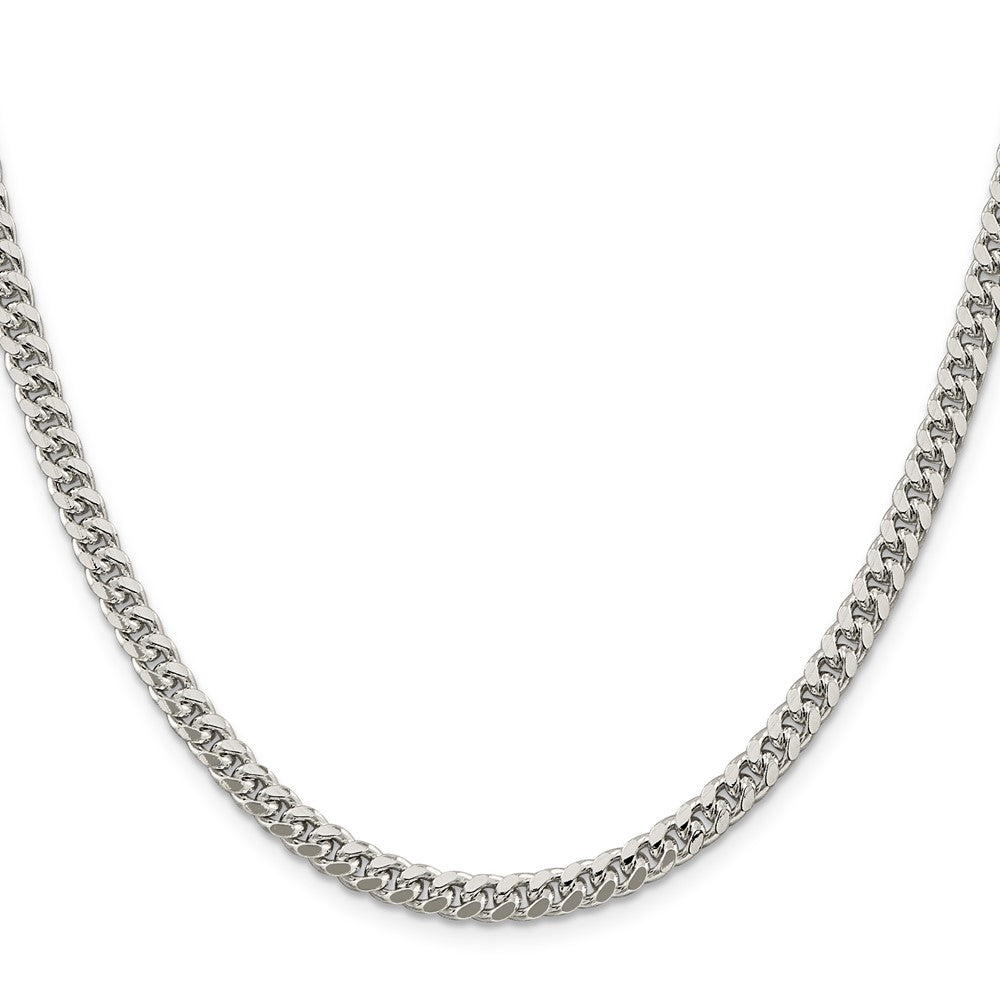 Sterling Silver 5mm Domed Side D/C Curb Chain Necklace