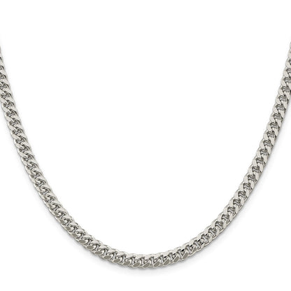 Sterling Silver 5mm Domed Side D/C Curb Chain Necklace