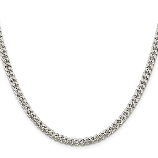 Sterling Silver 5mm Domed Side D/C Curb Chain Necklace